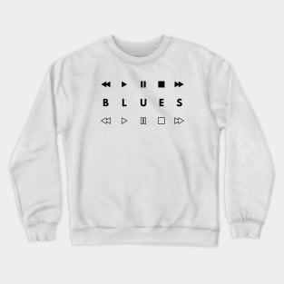 Blues Style Music Player Buttons Light Theme Crewneck Sweatshirt